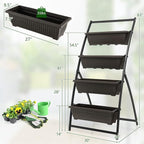 Giantex 2 Pcs 5.2FT Vertical Raised Garden Bed, 4-Tier Elevated Planter Box w/4 Containers & Drainage Holes, Indoor Outdoor Freestanding Planter for Vegetables, Herbs, Flowers, Heavy-Duty Metal Frame