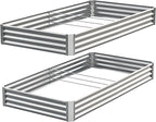 Galvanized Raised Garden Bed,Outdoor Planter Box Metal Patio Kit Planting Bed for Vegetables Flowers Herb (Galvanized, 8x4x1ft-2p)