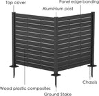 Kozyard 50" W x 48" H Outdoor Privacy Screens Aluminum Post, Air Conditioner Fence Panels, Pool Equipment Enclosure, Trash Can Screens Fence Kit for Outside Backyard Patio(Black/2Panels)