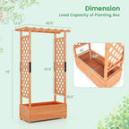 Giantex 2 Pcs Raised Garden Bed with Trellis & Hanging Roof, Wood Planter Box with Bottom & Drainage Holes, Freestanding Garden Planter for Flower Vegetable Fruit Herb Climbing Vines, 43.5"x17.5"x72"