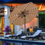 ABCCANOPY Outdoor 11FT Solar Led Patio Umbrellas with 32LED Lights (Tan)