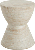 Christopher Knight Home Outdoor Side Table,Hourglass Shape Side Table,Patio Garden Stool Coffee End Table,Decorative Garden Stool for Patio,or Balcony,Lightweight Concrete Material,Travertine