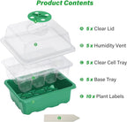 Bonviee 5-Pack Seed Starter Trays, Seed Starter Kit with Adjustable Humidity Dome and Base Indoor Greenhouse Mini Propagator for Seeds Growing Starting (12 Cells Per Tray, Green)