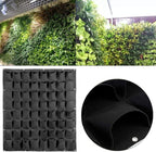 Hanging Planting Grow Bags, 64 Pockets Hanging Vertical Wall Planter Wall Mounted Grow Bag Outdoor Indoor Gardening Vertical Greening Flower Container, Planting Bags Storage Bags(1.0 m × 1.0 m, Black)