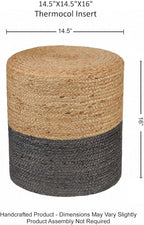 REDEARTH · Cylindrical Pouf Foot Stool Ottoman - Jute Braided Pouffe Poof Accent Sitting Footrest for The Living Room, Bedroom, Nursery, Patio, Lounge & Other Rooms (14.5”X14.5”X16”; Natural Gray)