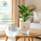 Planterhoma 3 Pack Self Watering Pots for Indoor Plants, 6 Inch Plant Pot Plastic Self Watering Planter for Orchid, African Violet, Small Clear Flower Pots with Drainage Holes and Wicking Rope, White
