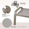 Patio Ottoman 2 Pack Metal Frame Beige Outdoor Footrest