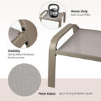 Patio Ottoman 2 Pack Metal Frame Beige Outdoor Footrest