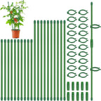 Plant Stakes, 20 Pcs Plant Sticks Stakes Support, Garden Stake Pole with Clips, Adjustable Plant Support with 20 Rings and 10 Connectors for Indoor and Outdoor Plants