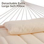 SUNCREAT Double Outdoor Hammock with 15 ft Stand, Standing Patio Hammocks for Outside, Beige