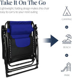 Best Choice Products Oversized Padded Zero Gravity Chair, Folding Outdoor Patio Recliner, XL Anti Gravity Lounger for Backyard w/Headrest, Cup Holder, Side Tray, Polyester Mesh - Blue