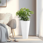 Kante Tall Round Planter Set of 2, 23 Inch Tall Decorative Planter Pots for Outdoor Indoor Garden Patio Front Porch (White)