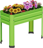 Elevated Metal Planter Box Stand Heavy Duty Raised Garden Bed for Vegetables Flowers Herbs Indoor Outdoor Use, Green
