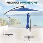 OLIXIS Offset Patio Umbrella, 9.7FT Cantilever Table Umbrellas for Outdoor Sun Shade UV Protection with Easy Tilt Adjustment, 8 Ribs for Backyard, Lawn, Garden, Pool - Blue
