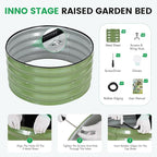 INNO STAG 3 Pcs Round Galvanized Raised Garden Bed — 2×2×1ft Planter Box Outdoor Raised Beds Kit for Gardening Vegetables, Fruits, Herbs, and Flowers, Olive Green