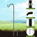 6 Pcs 24 Inch Shepherds Hook for Outdoor Adjustable Bird Feeder Pole Metal Steel Shepard Hooks for Hummingbird Stand Feeder Pole for Garden Plant, Lantern, Hanging Wedding Decor