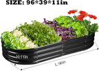 Raised Garden Bed Galvanized Planter Box Outdoor, Rot-Resistant Metal Garden Bed Planter for Vegetables Flower Herb (8ft, Black)