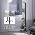 2-tier Hanging Plant Stand Plant Hanger Indoor Outdoor Corner Plant Stands for Indoor Plants, Space-Saving Iron Planter Shelves, Multiple Flower Pot Display Holder Shelf with Hanging Hook, Indoor Outdoor Heavy Duty Planter Shelving Unit (Hooked-style,B...