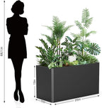 Metal Planter Box - Rectangular Trough, All-Weather Durable with 4 Drainage Holes, 25x11x13 Inches for Porch & Patio, Black
