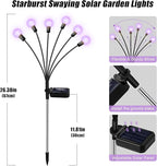 Solar Garden Lights Outdoor, 4 Pack Firefly Swaying Lights Purple, Waterproof 4 Pack 24 Heads Garden Decor for Yard Patio Pathway Lawn, Gardening Gifts for Women Christmas Decoration