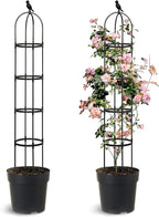 2 Pack Trellis for Climbing Planting Outdoor, 6ft Plant Trellis-Rustproof Metal Pipe with Heavy Duty Plastic Coated, Potted Plant Support for Clematis Vine Jasmine Support