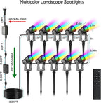 SUNTHIN Outdoor Landscape Lighting with Remote, RGBW Color Changing Spot Uplights,10 Pack