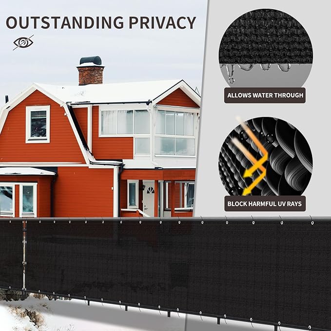 LOVE STORY Custom Size 3'x33' Black Balcony Privacy Screen,UV Block Privacy Fence Screen,90% Shield for Outdoor Pool Garden Apartment Railing