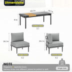 Sundale 5 Pieces Outdoor Patio Furniture Set, Metal Sectional Sofa Patio Conversation Set with Coffee Table, Modern Patio Corner Couch for Balcony, Porch, Sunroom