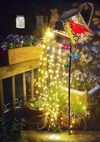 Solar Watering Can with Lights Outdoor Garden, 41in Large Red Cardinal Garden Stake Lights, Waterproof Decoration for Yard Lawn Pathway, Gifts for Mom Grandma Women Birthday Gardening Gift