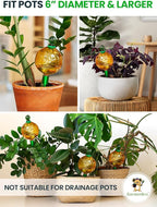 16 Oz Plant Watering Globes for Indoor Plants with Metal Self Watering Planter Insert - Premium XL Glass Hand-Blown Globe - Automatic Plant Waterer Indoor, Gift Idea for Gardeners [1 Globe, Golden]