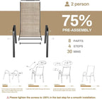 TLSUNNY Patio Chairs, Stackable Textilene Outdoor Dining Furniture for All Weather, with 17.7″ Wide Seat & Metal Frame, for Garden, Backyard, Deck, Restaurant, Poolside (8, Brown, 26.4″)