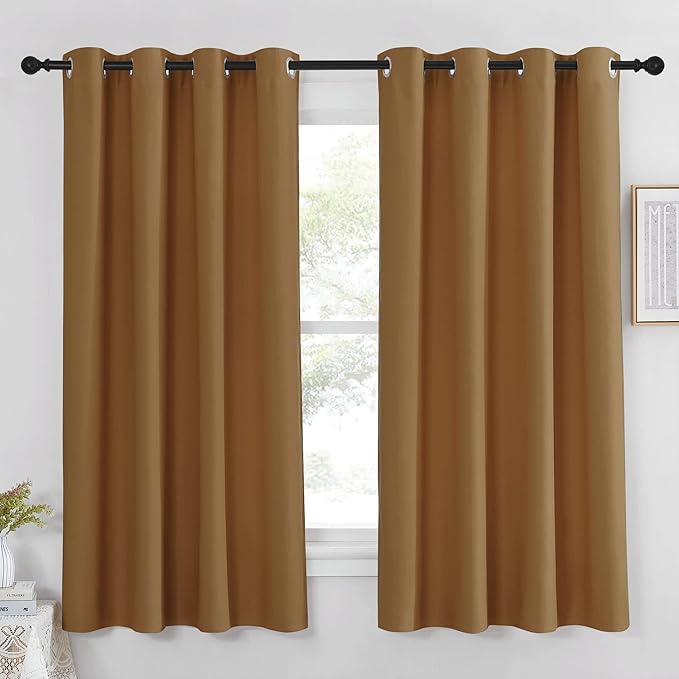 Bedroom Curtain 63 inch Length – Gold Brown, W52 x L63, 1 Panel