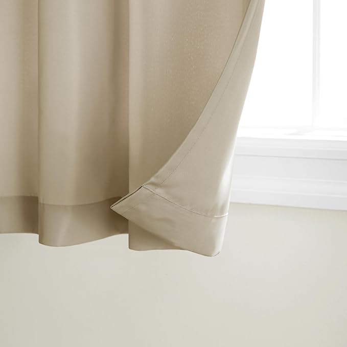 TOWN & COUNTRY BASICS Cabana Solid Heavyweight Indoor Outdoor Curtains, Light Filtering Opacity with Grommet Top, Water Repellent, 2-Pack Set, 54"x84", Taupe