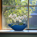 Planter Pot, Blue Ceramic Bonsai Pot with Drainage Hole, 12 Inch