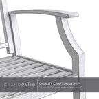 Grand patio 52" Farmhouse Outdoor Bench, Garden Benches with Rust Free Metal Powder Coated Frame and Aluminum Backrest, Faux Wood Grain Finish Frame Patio Bench for Front Porch,Gray-White