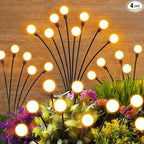 Outdoor Solar Garden Lights: 4 Pack 32 LED Firefly Solar Powered Lamps - Bright Outside Waterproof Pathway Lighting Modern Yard Patio Decorations - 2025 Gardening Gifts for Women Mom Friends