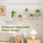 Bamworld Window Plant Hanger Indoor 63in Hanging Planters for Indoor Plants Hanging Plants Holder Hanging Rod Window Plant Shelves Wall Planters Pot/Chain/Plant Not Included (White)
