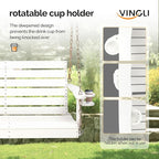VINGLI Heavy Duty 1600 LBS HDPE Porch Swing Outdoor with Rotatable Cup Holder, 4 FT Patio Bench Swing with Adjustable Chains, 2 Person Hanging Porch Swing Chair for Porch, Yard, Tree, Garden - White