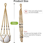 USLAI Macrame Plant Hanger Indoor Outdoor, Fits 4 to 15 Inch Pots, Strong Hanging Planter Holder, Boho Home Decor, 35 Inch, Brown, Set of 2 (POTS NOT Included)