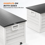 VINGLI 75 Gallon Collapsible Outdoor Storage Box, Simple-to-assemble Plastic Storage Containers with Lid, Patio Deck Box Furniture for Garden, Pool, Balcony, Yard (White)