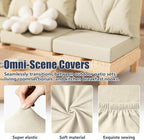 Cushion Covers, 8 Pack Beige Stretch Fit Washable for Patio Sofas
