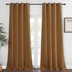 NICETOWN Blackout Curtain for Living Room 95 inch Length - Sound Reducing Grommet Thermal Insulated Room Darkening Window Treatment for Bedroom (Gold Brown, 1 Panel, W52 x L95)