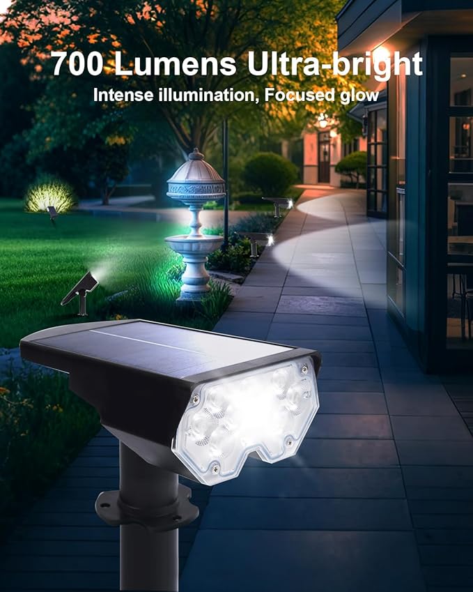 2 Pack Solar Powered Outdoor Spot Lights Outside Waterproof 20 LEDs Landscape Spotlights Dusk to Dawn for House Yard Tree, Plants, Walls, Path, Garden, Statues, Superior Accent Uplighting Cool White
