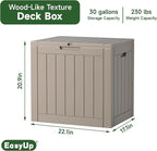 EasyUp 30 Gallon Outdoor Storage Box Waterproof, UV Resistant Outdoor Deck Box, Resin Deck Boxes for Garden Tools Equipment, Gray