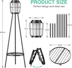 2 Pack Solar Lights with Plant Stand, Outdoor Floor Lamps, Waterproof Solar Powered Floor Lamps for Patio Deck Porch Yard Garden Decor