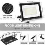 3 Pack 100W Led Flood Lights Outdoor,Super Bright 11600LM Security Lights with Plug,Exterior IP66 Waterproof 5000K Daylight White FloodLight for Basketball Court, Yard, Garden, Playground