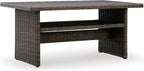 Signature Design by Ashley Brook Ranch Casual Outdoor Multi-use Table with 1 Fixed Shelf, Dark Brown & Gray