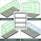 Ohuhu Plant Greenhouse Shelves 4 Tier 2 Pack Extra-Wide Stable Green House Shelving for Outdoor, 31x18x42 Inch Portable Rustproof Metal Shelf Plant Stand Rack Greenhouse Accessories