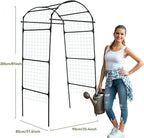 Lalahoni Garden Arch Trellis for Climbing Plants Outdoor, 80 Inch Tall Grape Metal Vine Plants Support Flower Vegetable Tomato, Cucumber Trellis for Raised Bed, Black