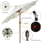 Blissun 9 ft Solar Umbrella, 32 LED Lighted Patio Umbrella, Table Market Umbrella, Outdoor Umbrella for Garden, Deck, Backyard, Pool and Beach (Creamy White)